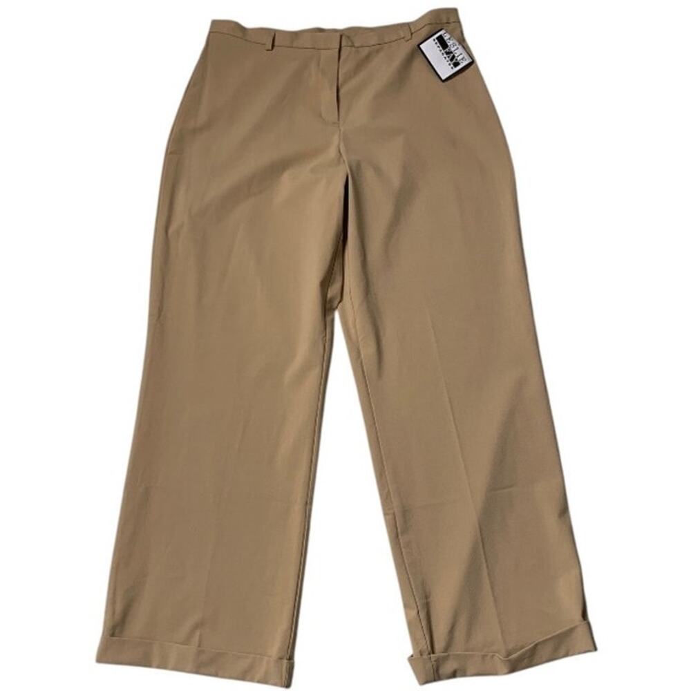Leslie Fay Women's Size 12 Dress Pants Straight Leg Cuff Zip Fly Belt Loops NEW